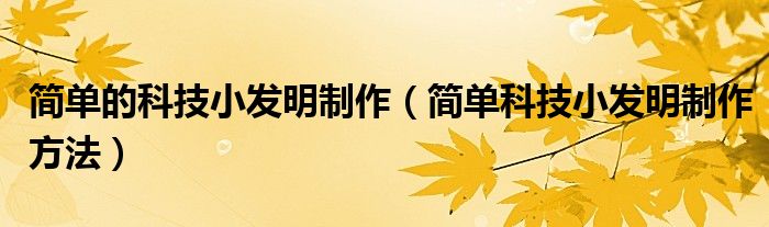 簡(jiǎn)單的科技小發(fā)明制作（簡(jiǎn)單科技小發(fā)明制作方法）