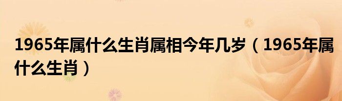 1965年屬什么生肖屬相今年幾歲（1965年屬什么生肖）