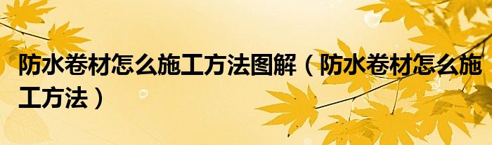 防水卷材怎么施工方法圖解（防水卷材怎么施工方法）