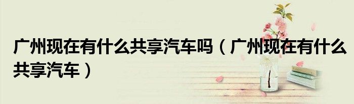 廣州現(xiàn)在有什么共享汽車嗎（廣州現(xiàn)在有什么共享汽車）