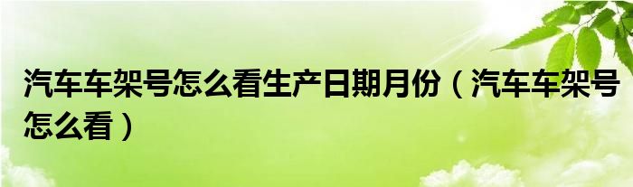 汽車(chē)車(chē)架號(hào)怎么看生產(chǎn)日期月份（汽車(chē)車(chē)架號(hào)怎么看）