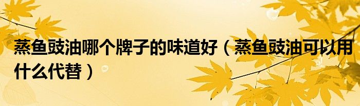 蒸魚豉油哪個牌子的味道好（蒸魚豉油可以用什么代替）