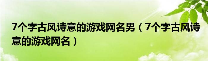 7個(gè)字古風(fēng)詩意的游戲網(wǎng)名男（7個(gè)字古風(fēng)詩意的游戲網(wǎng)名）
