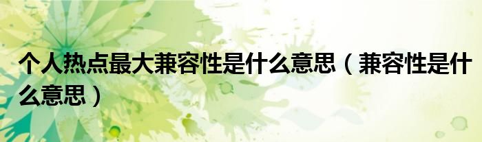 個(gè)人熱點(diǎn)最大兼容性是什么意思（兼容性是什么意思）