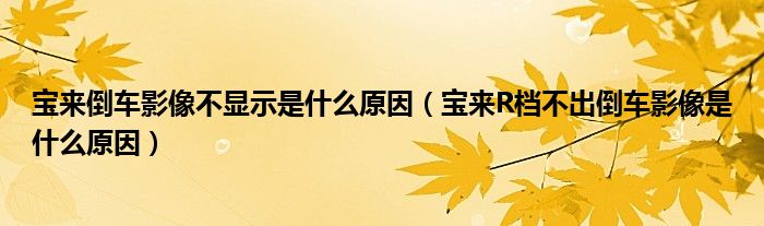 寶來(lái)倒車(chē)影像不顯示是什么原因（寶來(lái)R檔不出倒車(chē)影像是什么原因）