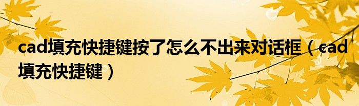 cad填充快捷鍵按了怎么不出來對(duì)話框（cad填充快捷鍵）