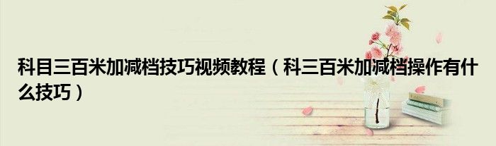 科目三百米加減檔技巧視頻教程（科三百米加減檔操作有什么技巧）