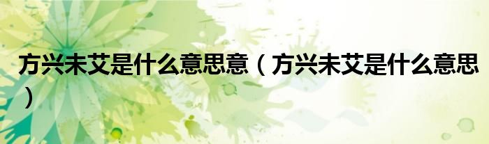 方興未艾是什么意思意（方興未艾是什么意思）