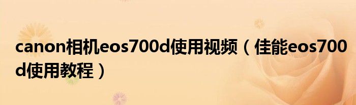 canon相機eos700d使用視頻（佳能eos700d使用教程）