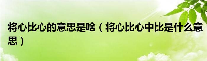 將心比心的意思是啥（將心比心中比是什么意思）