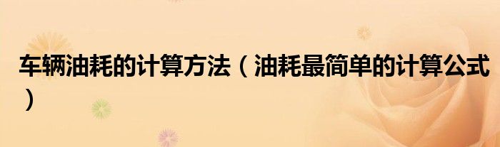 車(chē)輛油耗的計(jì)算方法（油耗最簡(jiǎn)單的計(jì)算公式）