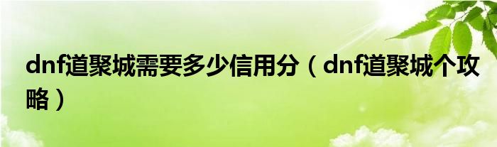 dnf道聚城需要多少信用分（dnf道聚城個(gè)攻略）