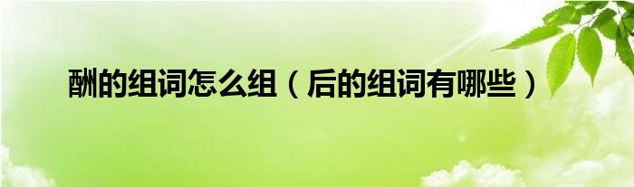 酬的組詞怎么組（后的組詞有哪些）