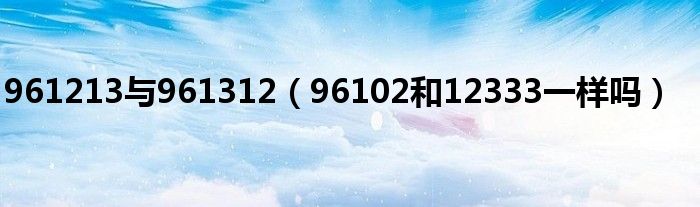 961213與961312（96102和12333一樣嗎）