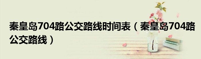 秦皇島704路公交路線時間表（秦皇島704路公交路線）