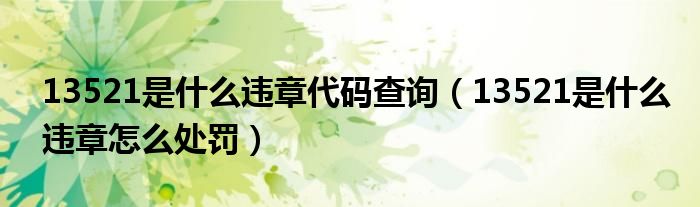 13521是什么違章代碼查詢（13521是什么違章怎么處罰）