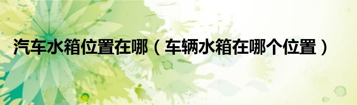 汽車水箱位置在哪（車輛水箱在哪個(gè)位置）