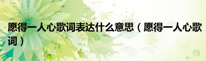 愿得一人心歌詞表達(dá)什么意思（愿得一人心歌詞）