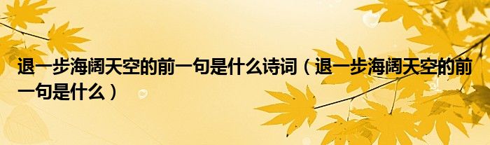 退一步海闊天空的前一句是什么詩詞（退一步海闊天空的前一句是什么）