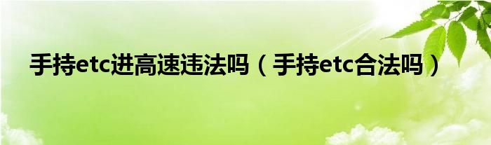 手持etc進(jìn)高速違法嗎（手持etc合法嗎）