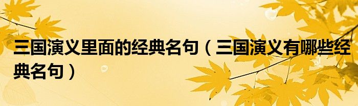 三國演義里面的經(jīng)典名句（三國演義有哪些經(jīng)典名句）