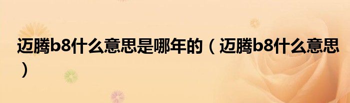 邁騰b8什么意思是哪年的（邁騰b8什么意思）