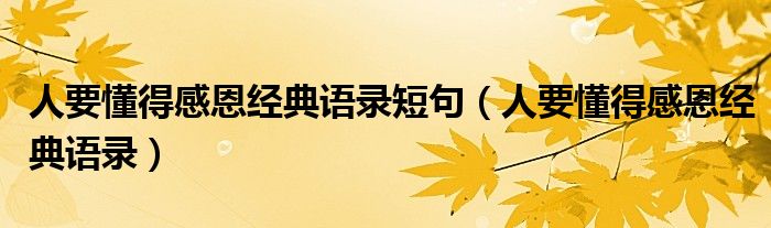 人要懂得感恩經(jīng)典語(yǔ)錄短句（人要懂得感恩經(jīng)典語(yǔ)錄）