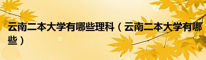 云南二本大學(xué)有哪些理科（云南二本大學(xué)有哪些）