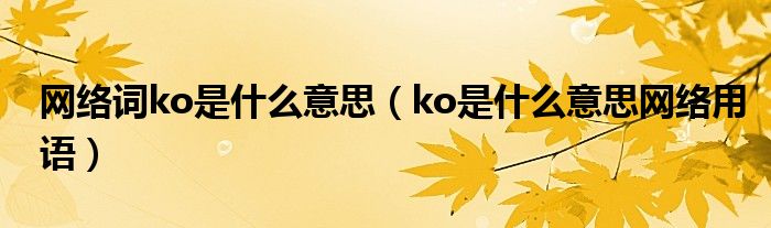 網(wǎng)絡(luò)詞ko是什么意思（ko是什么意思網(wǎng)絡(luò)用語）