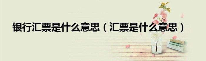 銀行匯票是什么意思（匯票是什么意思）