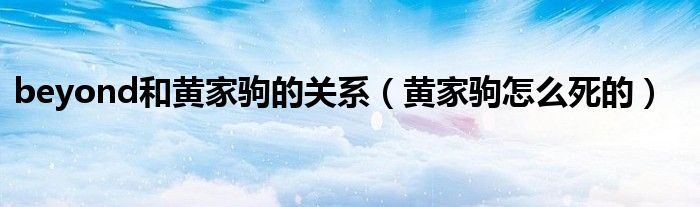beyond和黃家駒的關(guān)系（黃家駒怎么死的）