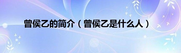 曾侯乙的簡介（曾侯乙是什么人）