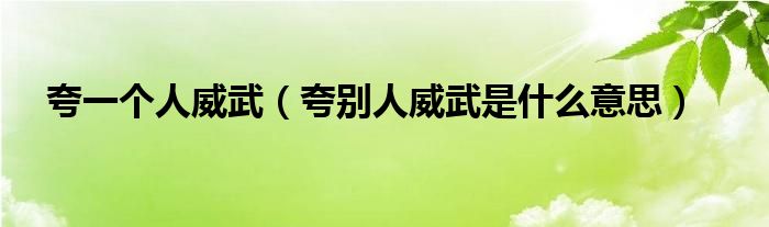 夸一個人威武（夸別人威武是什么意思）
