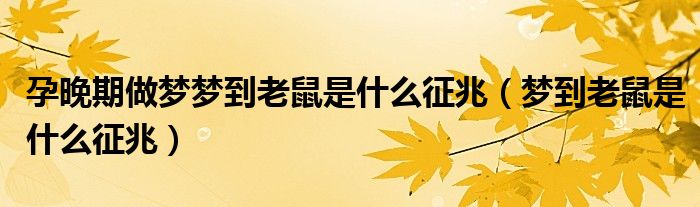 孕晚期做夢夢到老鼠是什么征兆（夢到老鼠是什么征兆）