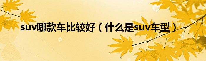 suv哪款車比較好（什么是suv車型）