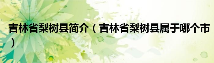 吉林省梨樹縣簡(jiǎn)介（吉林省梨樹縣屬于哪個(gè)市）