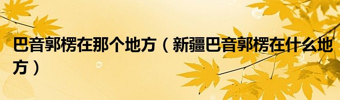 巴音郭楞在那個(gè)地方（新疆巴音郭楞在什么地方）