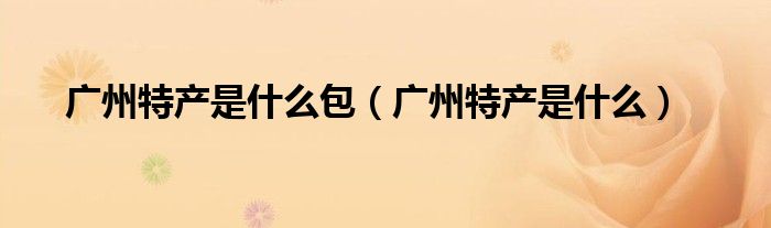 廣州特產是什么包（廣州特產是什么）