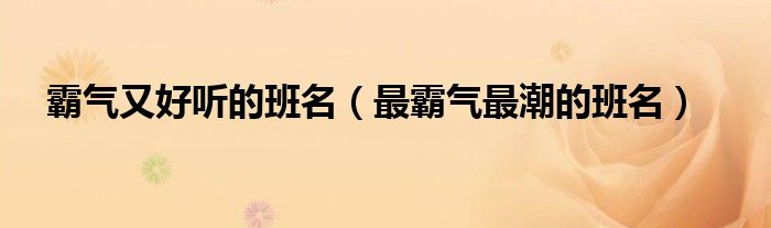 霸氣又好聽的班名（最霸氣最潮的班名）