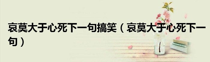 哀莫大于心死下一句搞笑（哀莫大于心死下一句）