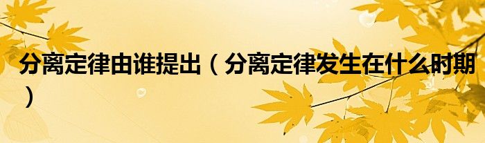 分離定律由誰提出（分離定律發(fā)生在什么時(shí)期）