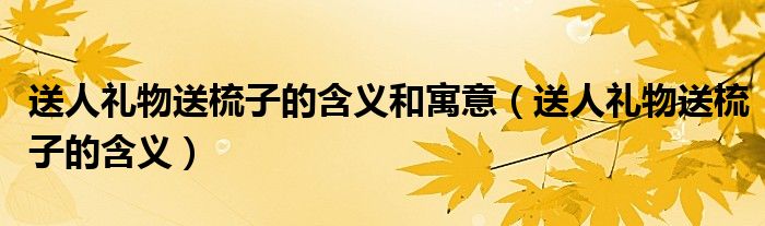 送人禮物送梳子的含義和寓意（送人禮物送梳子的含義）