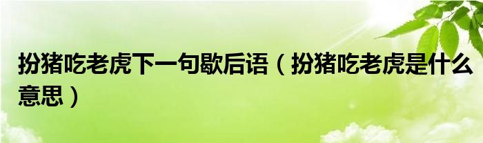 扮豬吃老虎下一句歇后語（扮豬吃老虎是什么意思）