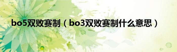 bo5雙敗賽制（bo3雙敗賽制什么意思）
