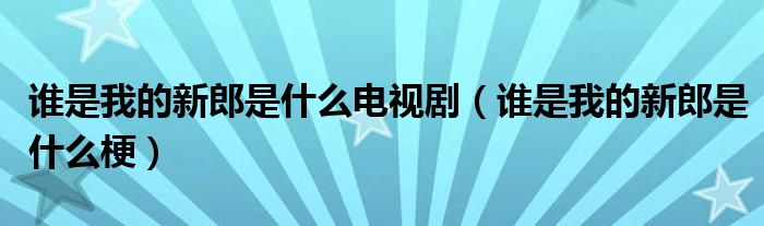誰是我的新郎是什么電視?。ㄕl是我的新郎是什么梗）