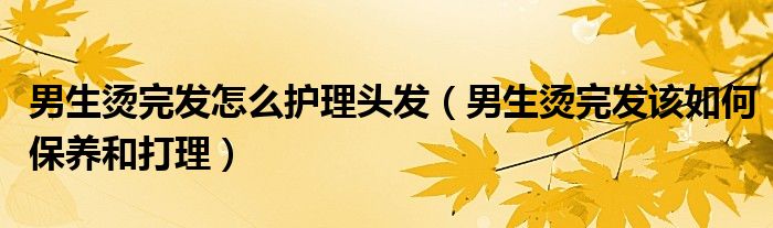 男生燙完發(fā)怎么護理頭發(fā)（男生燙完發(fā)該如何保養(yǎng)和打理）