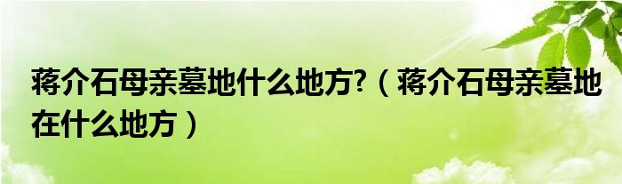 蔣介石母親墓地什么地方?（蔣介石母親墓地在什么地方）