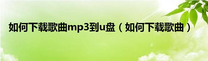 如何下載歌曲mp3到u盤（如何下載歌曲）
