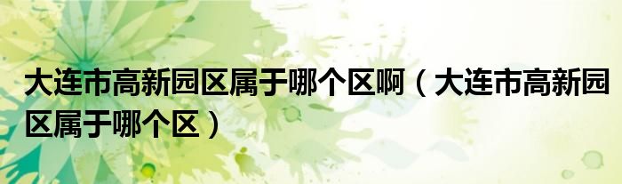 大連市高新園區(qū)屬于哪個(gè)區(qū)啊（大連市高新園區(qū)屬于哪個(gè)區(qū)）