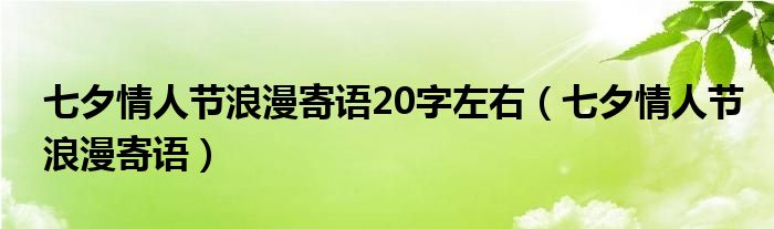 七夕情人節(jié)浪漫寄語20字左右（七夕情人節(jié)浪漫寄語）